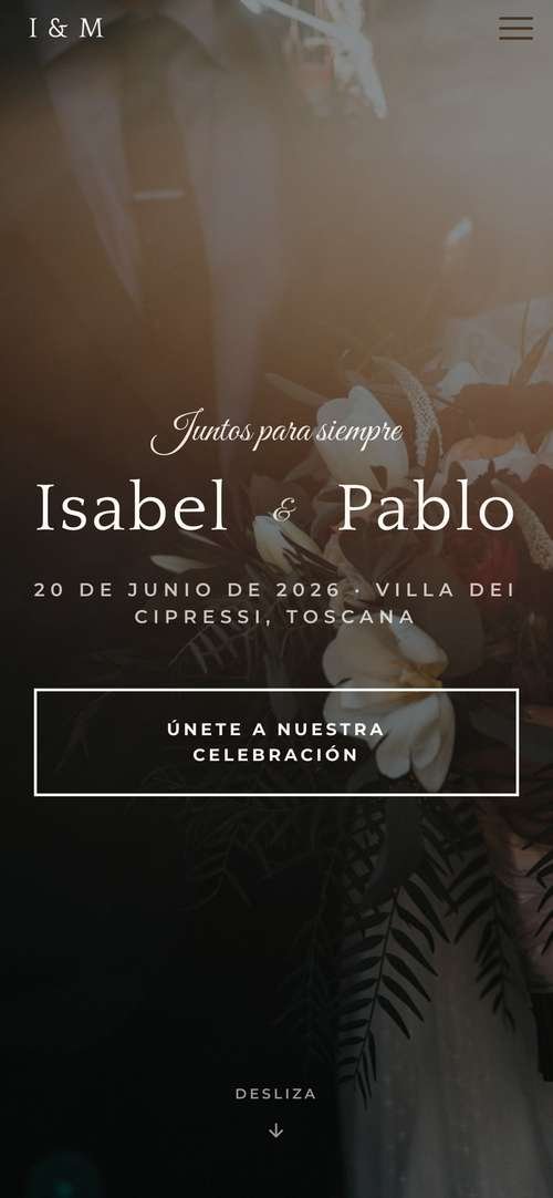 Invitación de boda digital en un móvil