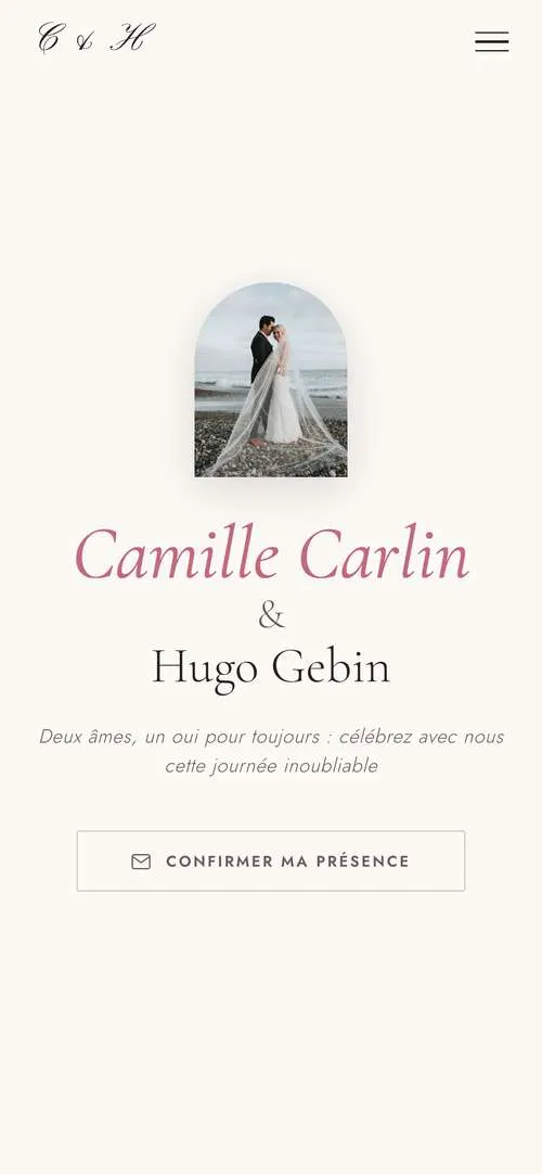 Modèle de site de mariage sur mobile
