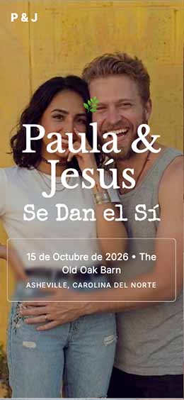 Plantilla de web de boda YesLovey en movil